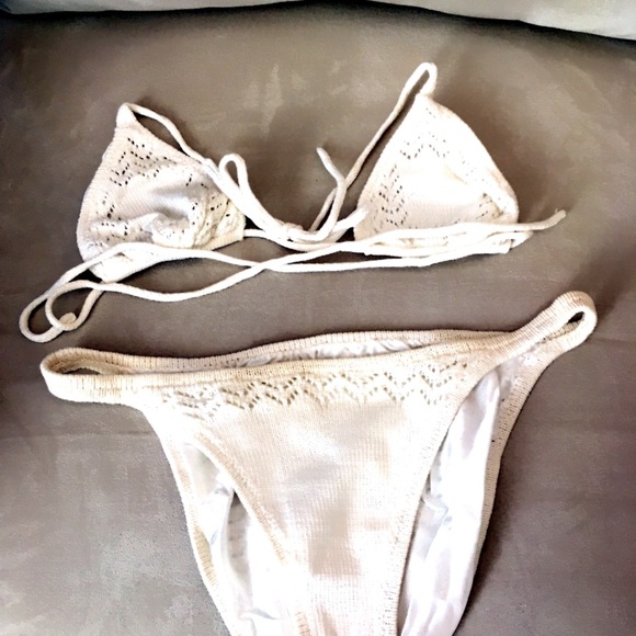 Abercrombie & Fitch Other - ABERCROMBIE White Cotton Crochet Bikini Size M